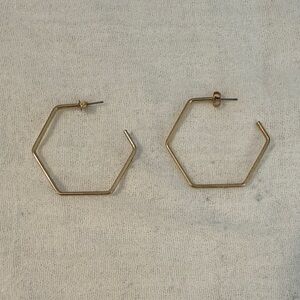 Hexagon Gold Hoop Earrings